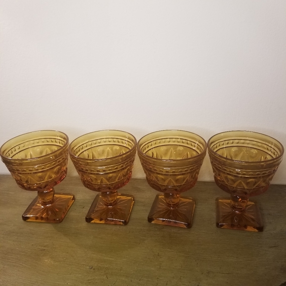 Indiana Glass Other - Vintage indiana amber sorbet glasses